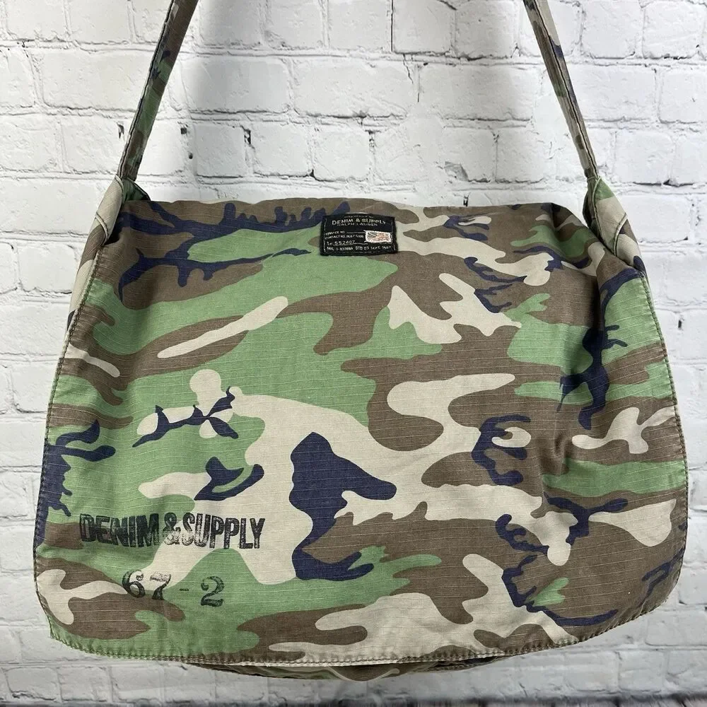Ralph Lauren Denim & Supply Camo Canvas Military Tote Messenger Bag RipStop